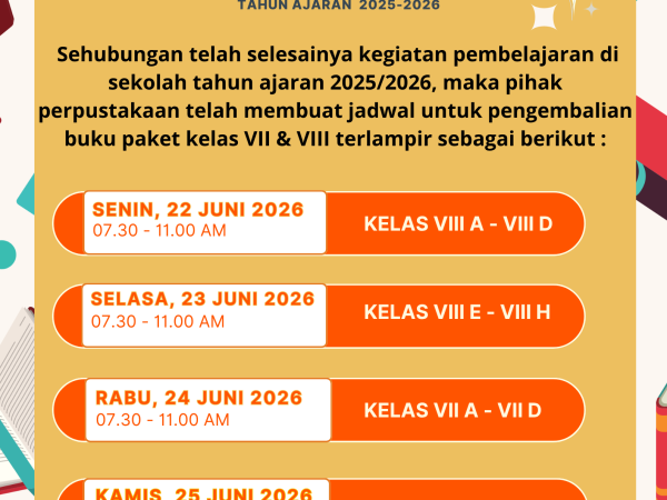 Jadwal Pengembalian Buku Paket Kelas VII & VIII TA. 2025-2026