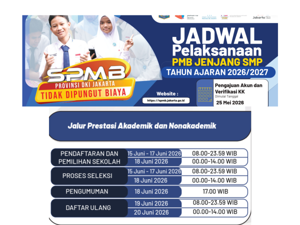 Jadwal SPMB Jalur Akademik, Non Akademik dan Afirmasi