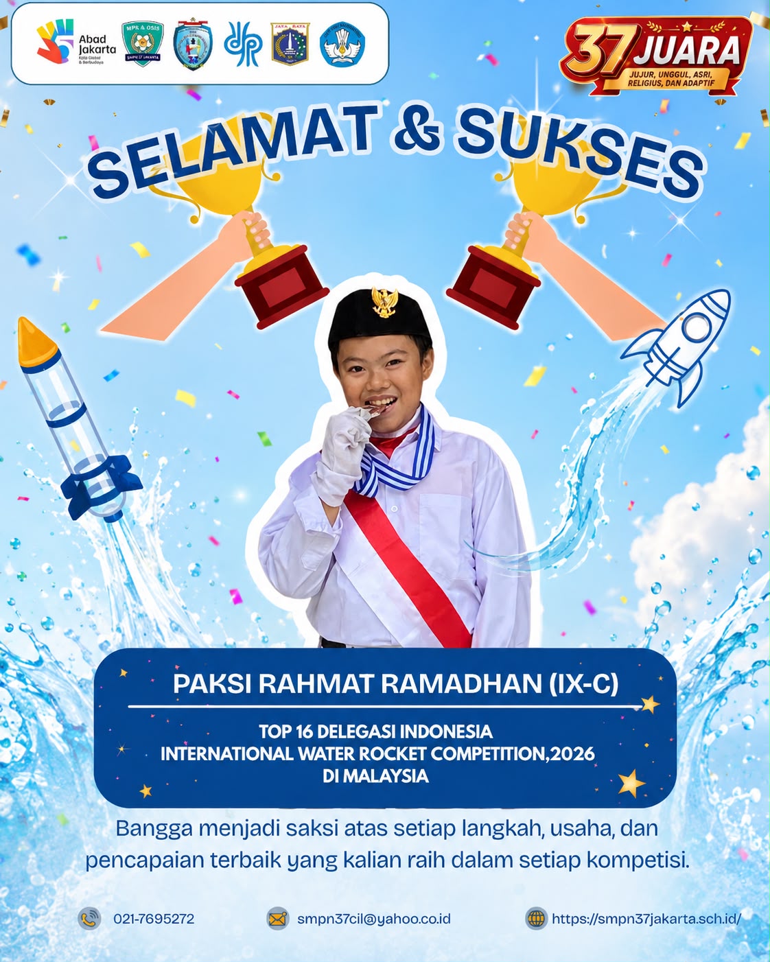Selamat dan Sukses Juara International Water Rocket Competition 2026